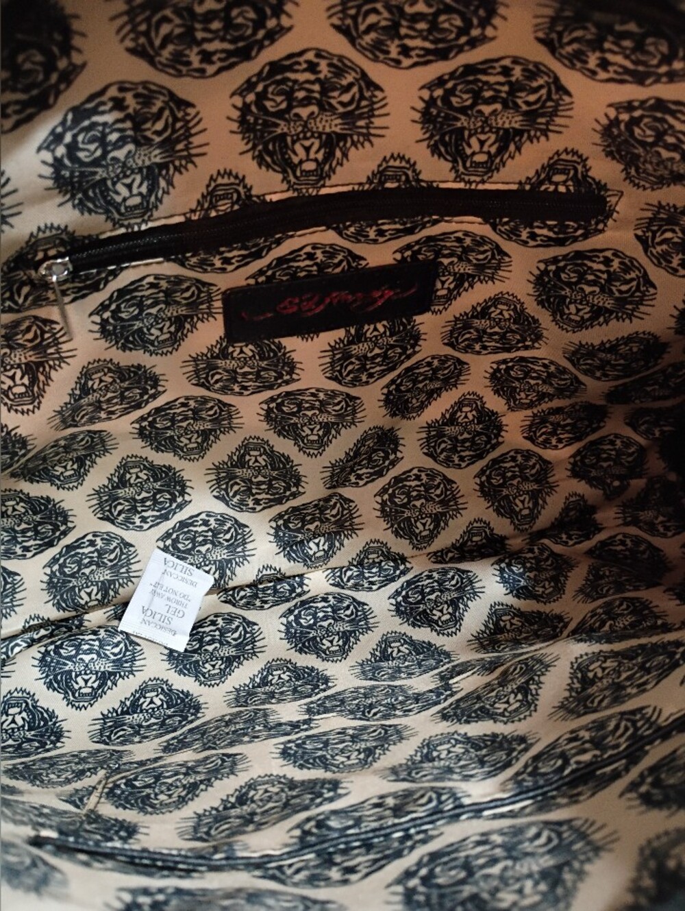 Ed Hardy Black Skull & Rose Eyelet Satchel - Picture 7 of 9